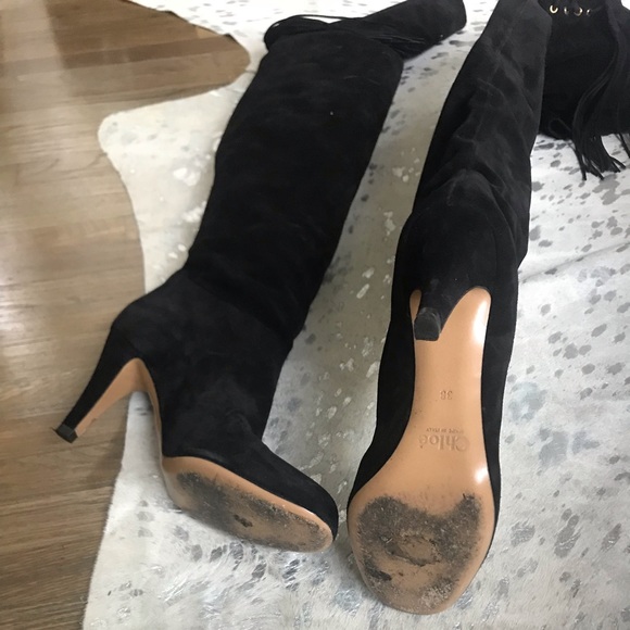 Chloe Black Hannah Suede Over- the-knee Boots - Picture 4 of 4